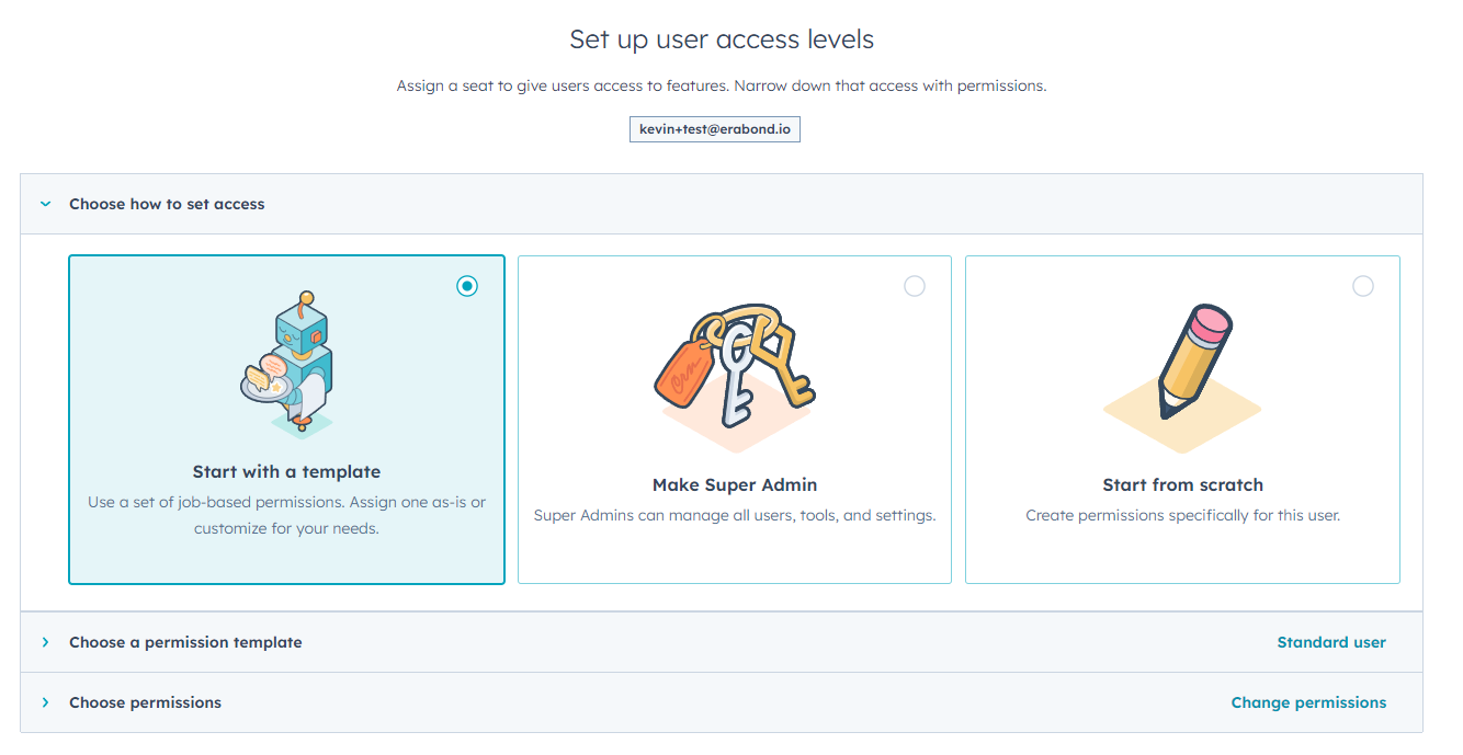 screenshot of customizing HubSpot permissions